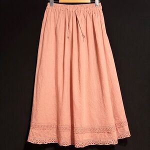 Elegant Coral Brown A-Line Skirt with Lace Detail sz L